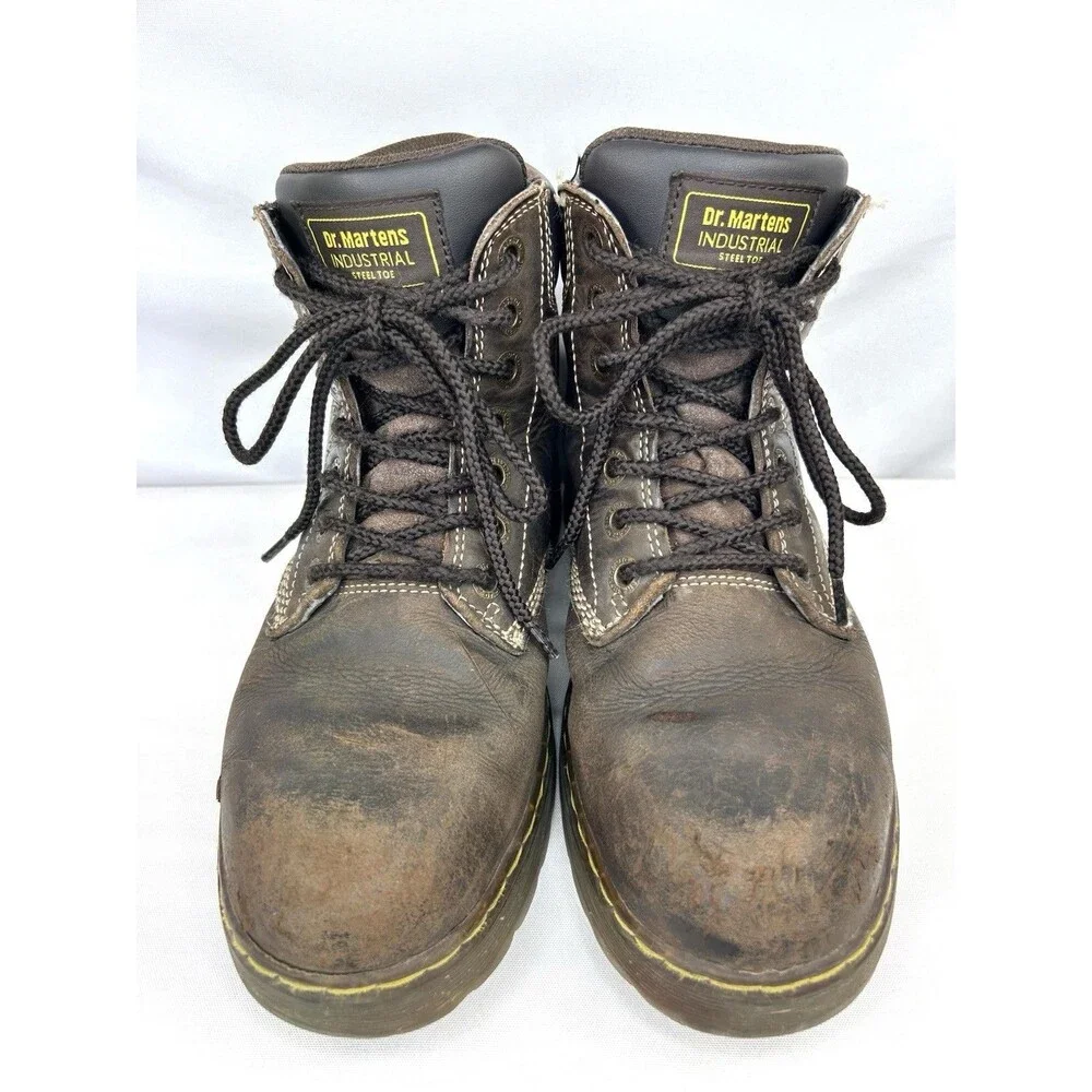 Dr Martens Steel Toe Work Boots Brown Leather Slip Resistant Winch St Men’s 8